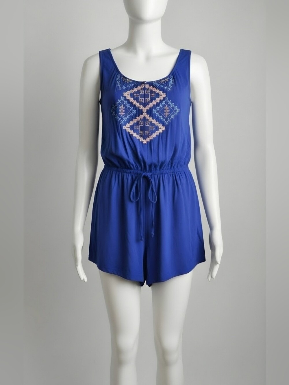 Blue Embroidered Romper